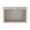 33-in X 22-in X 9.5-in silQ Granite Kitchen Sink with Super Single Offset Bowl, Drop-in Installation, with 3 CAE Faucet Holes, In Café Latte