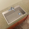 33-in X 22-in X 9.5-in silQ Granite Kitchen Sink with Super Single Offset Bowl, Drop-in Installation, with 3 CAE Faucet Holes, In Café Latte