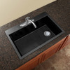 33-in X 22-in X 9.5-in silQ Granite Kitchen Sink with Super Single Offset Bowl, Drop-in Installation, with 3 CBE Faucet Holes, In Black