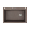 33-in X 22-in X 9.5-in silQ Granite Kitchen Sink with Super Single Offset Bowl, Drop-in Installation, with 4 CABE Faucet Holes, In Espresso