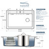 33-in X 22-in X 9.5-in silQ Granite Kitchen Sink with Super Single Offset Bowl, Drop-in Installation, with 4 CADE Faucet Holes, In Grey