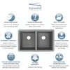 31.75-in x 19.125-in x 9.5-in silQ Granite Kitchen Sink with Equal Double bowls, Undermount Installation, in Grey