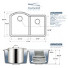 31.375-in x 20.5-in x 9.5-in silQ Granite Kitchen Sink with 1-3/4 D-Shape Double bowls, Undermount Installation, in Grey