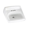 Wall Mounted Lavatory Sink for Exposed Bracket Support (not included) with Three Faucet Holes (4 Centers) in White