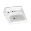 Wall Mounted Lavatory Sink for Wall Hangers (included) or Concealed Arms (not included) with Three Faucet Holes (4 Centers) in White