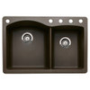 Blanco 440213-5 22-In X 33-In Double-Basin Granite Drop-In Or Undermount 5-Hole Residential Kitchen Sink in Cafe Brown