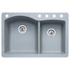Blanco 440214-5 22-In X 33-In Double-Basin Granite Drop-In Or Undermount 5-Hole Residential Kitchen Sink in Metallic Gray