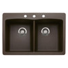 22-In X 33-In Double-Basin Granite Drop-In Or Undermount 3-Hole Residential Kitchen Sink in Cafe Brown 22-In X 33-In Double-Basin Granite Drop-In Or Undermount 3-Hole Residential Kitchen Sink in Cafe Brown