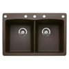 22-In X 33-In Double-Basin Granite Drop-In Or Undermount 5-Hole Residential Kitchen Sink in Cafe Brown 22-In X 33-In Double-Basin Granite Drop-In Or Undermount 5-Hole Residential Kitchen Sink in Cafe Brown