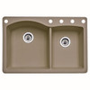 Blanco 441283-5 22-In X 33-In Double-Basin Granite Drop-In Or Undermount 5-Hole Residential Kitchen Sink in Truffle