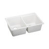 Elkay ELG250RWH0 Gourmet E-granite Double Bowl Top Mount Sink in White