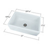 30-in x 20-in x 10-in Super Single Bowl with Reversible (Fluted/Plain) Front, Farmhouse Fireclay Kitchen Sink, Undermount Installation, in White