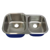 31.82-in x 20.68-in x 9-in 16 Gauge 60/40 Offset Double Bowls, Undermount Stainless Steel Kitchen Sink