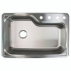 33-in x 22 1/64-in x 9-in 16 Gauge Offset Super Single Bowl, Stainless Steel Kitchen Sink, Drop-in Installation with 3 Faucet Holes
