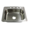 Transolid Select 25in x 22in 20 Gauge Drop-in Single Bowl Kitchen Sink with 3 Faucet Holes