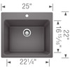 22-in x 25-in Granite 12-in Laundry Sink, in Cinder