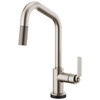 SmartTouch Pull-Down Faucet with Angled Spout and Industrial Handle in Stainless Finish