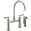 Bridge Faucet with Arc Spout and Knurled Handle in Stainless Finish Bridge Faucet with Arc Spout and Knurled Handle in Stainless Finish