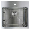 23-in x 22-in x 10-in 16 Gauge Single Bowl, Stainless Steel Kitchen Sink, Micro Edge Dual Mount Installation, with 5 Holes