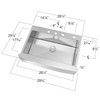 29.75-in x 25.125-in x 10-in 16 Gauge Super Single Bowl, Stainless Steel Kitchen Sink, Micro Edge Dual Mount Installation, with 3 Holes