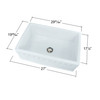30-in x 20-in x 10-in Super Single Bowl with Reversible (English/Plain) Front, Farmhouse Fireclay Kitchen Sink, Undermount Installation, in White with Grid, Strainer, Installation Kit