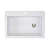 22-in W x 33-in L Granite Super Single Drop-in 1-Hole Kitchen Sink in White with Faucet, Grid, Strainer, Installation Kit