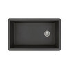31.75-in x 19.125-in x 9.5-in Granite Super Single Undermount Kitchen Sink in Black with Faucet, Grid, Strainer, Installation Kit