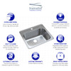 Transolid K-MTSB252212-MR2 Meridian Stainless Steel 25-in x 22-in x 12-in Laundry/Utility Sink Kit with 2-Hole in Brushed Finish