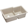 33" x 20-1/2" x 9-1/2" Quartz Offset 60/40 Double Bowl Undermount Sink with Aqua Divide in Putty