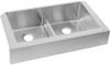 35-7/8" x 20-1/4" x 9" 18 Gauge Stainless Steel Equal Double Bowl Farmhouse Sink with Aqua Divide in Polished Satin