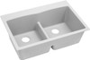 33" x 22" x 10" Quartz Equal Double Bowl Drop-in Sink with Aqua Divide in White