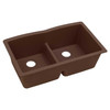 33" x 19" x 10" Quartz Equal Double Bowl Undermount Sink with Aqua Divide in Mocha
