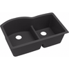 33" x 22" x 10" Quartz Offset 60/40 Double Bowl Undermount Sink with Aqua Divide in Black
