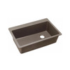 33" x 22" x 9-1/2" Quartz Single Bowl Drop-in Sink with 3-1/2" Rear Right Drain in Greige