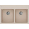 33" x 22" x 9-1/2" Quartz Equal Double Bowl Drop-in Sink in Putty