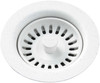 Polymer Drain Fitting with Removable Basket Strainer and Rubber Stopper in White