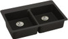 33" x 22" x 5-1/2" Quartz Drop-in ADA Sink with Perfect Drain in Black