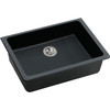 25" x 18-1/2" x 5-1/2" Quartz Single Bowl Undermount ADA Sink with Perfect Drain in Black