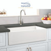 30-in x 20-in x 10-in Super Single Bowl with Reversible (Roman/Plain) Front, Farmhouse Fireclay Kitchen Sink, Undermount Installation, in White