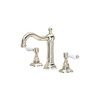 Rohl A1409LPPN-2 Acqui Column Spout Widespread Bathroom Faucet with White Porcelain Lever Handle, Polished Nickel