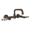 Wall Mount Bridge Lavatory Faucet with Crystal Levers and High Swinging Spout in Tuscan Brass
