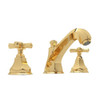 High Neck Widespread Lavatory Faucet with Hex Spout Cross Handles and Pop-Up in Italian Brass