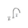 C-Spout Widespread Lavatory Faucet with 10-7/64" Spout Height Cross Handles and Pop-Up in Polished Chrome