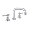 U-Spout Widespread Lavatory Faucet Industrial Metal Levers and Pop-Up in Polished Chrome
