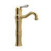 13-1/8" above Counter Single Hole, Single Lever Lavatory Faucet with Porcelain Lever in Italian Brass 13-1/8" above Counter Single Hole, Single Lever Lavatory Faucet with Porcelain Lever in Italian Brass