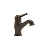 Single Hole, Single Lever Lavatory Faucet with Ornate Metal Lever and Pop-Up in Tuscan Brass