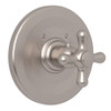 Rohl A2914XMSTN Thermostatic Trim Plate with Cross Handle and without Volume Control in Satin Nickel