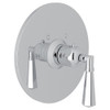 Rohl A4923LMAPC Thermostatic Trim Plate with Metal Lever and without Volume Control in Polished Chrome