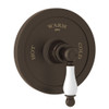 Thermostatic Trim Plate with Ornate White Porcelain Lever and without Volume Control in Tuscan Brass