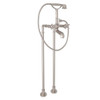 Rohl AKIT1901NXMSTN Exposed Floor Mount Tub Filler with Cross Handle Handshower and Floor Pillar Legs or Supply Unions in Satin Nickel